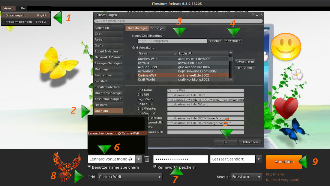 Die Schritte nach den Zahlen im Bild: